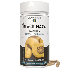 Bloofah Black Maca Capsules 500mg | Natural Black Maca (Lepidium meyenii Walpers) Root Extract 10:1 Powder | 100% Natural Herbal Supplement | Non-GMO, Gluten Free - Bloofah