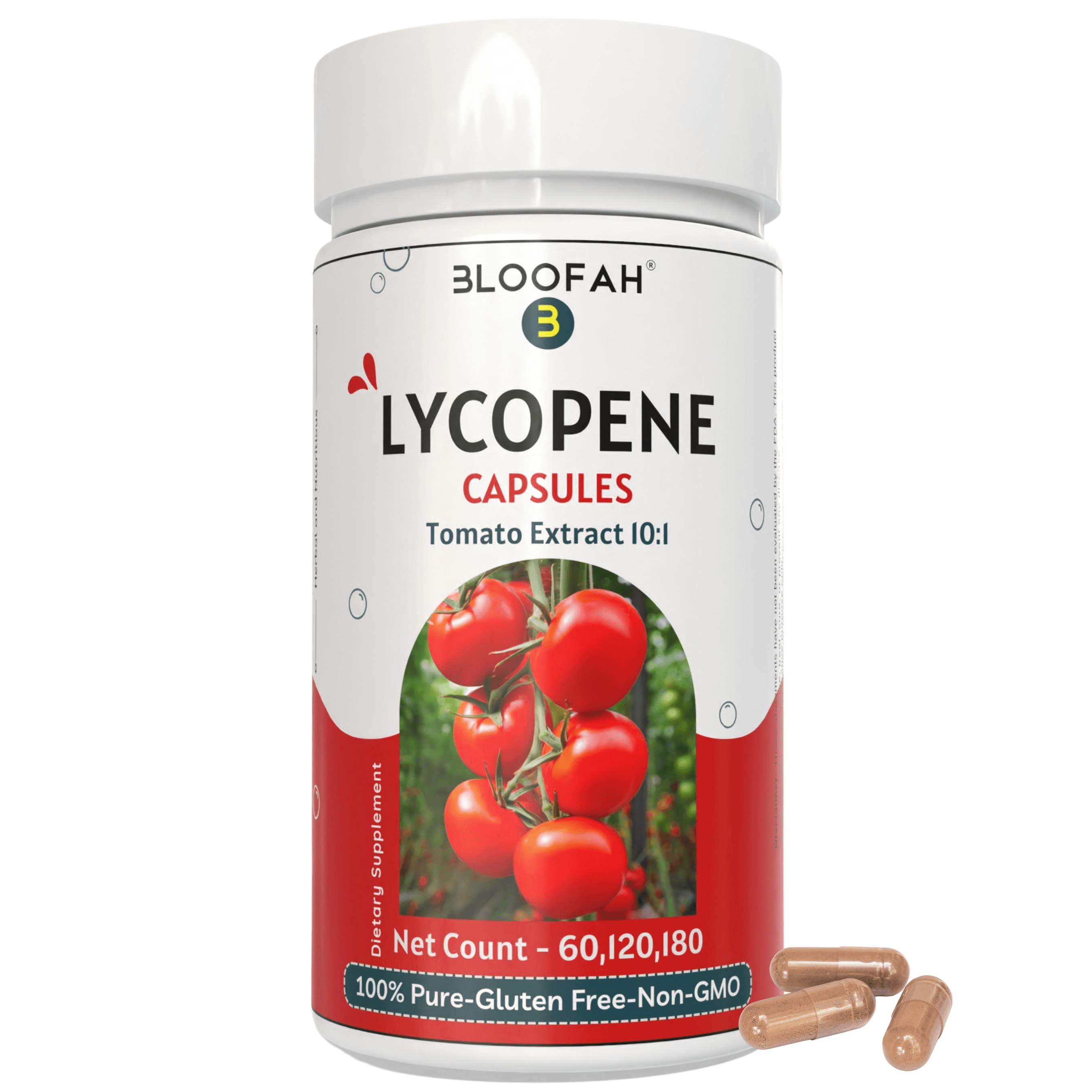 Bloofah Lycopene Tomato Fruit Extract Capsules 500mg | 10:1 Powder Per Serving 5000mg | Rich in Natural Lycopene | Premium Herbal Supplement for Vitality & Wellness | Non-GMO, Gluten-Free - Bloofah