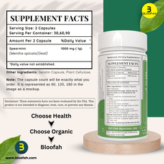 Bloofah Spearmint Leaf Supplement | Spearmint (Mentha spicata) Powder | 100% Pure, Natural, Gluten-Free Formula Herbal Supplements for Overall Wellness | 1000mg Per Serving - Bloofah