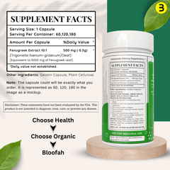 Bloofah Fenugreek Leaf Extract Capsules 500mg | 100% Pure Fenugreek Leaf Powder (Trigonella foenum-graecum) for Overall Good Health | Extra Strength 5000mg Per Serving - Bloofah