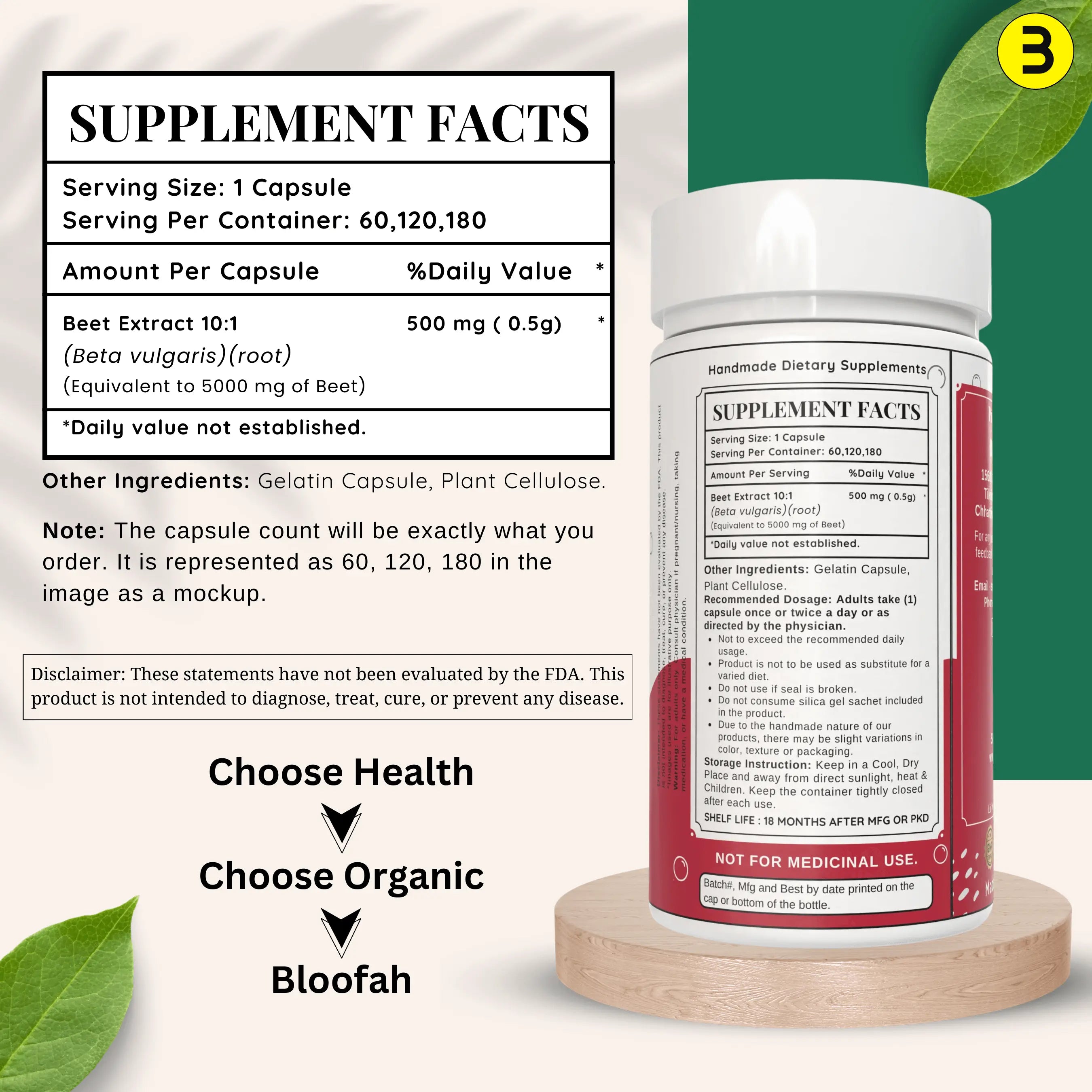 Bloofah Beet Root Extract Capsules 5000mg | Premium Herbal Supplement, Non-GMO, Gluten-Free, Natural Beet Root Extract 10:1 Powder (Beta vulgaris) for Overall Health - Bloofah