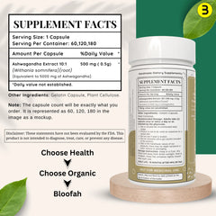 Bloofah Ashwagandha Capsules 5000mg - (Withania somnifera) 10:1 Extract Powder, 100% Natural & Pure, Non-GMO, Gluten-Free, Extra Strength Herbal Suppleemnt for Men & Women - Bloofah