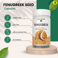 Bloofah Fenugreek Seed Capsules 5000mg | 100% Natural Fenugreek Seed Extract 10:1 (Trigonella foenum-graecum) Herbal Supplement for Overall Health Well-Being | Non-GMO, Gluten Free - Bloofah