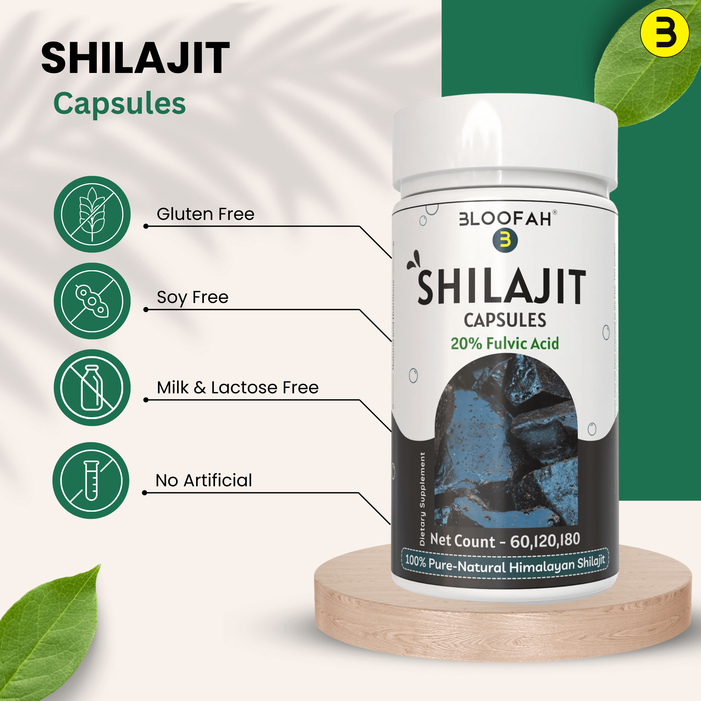 Bloofah Shilajit Capsules 500mg | Himalayan Shilajit Supplement for Men - (High in Trace Minerals, No Fillers) Premium Shilajit Extract 20% (from India) Natural, Non GMO - Bloofah