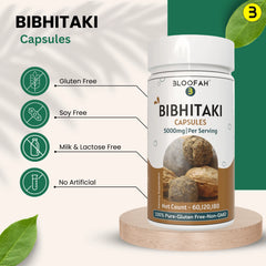 Bloofah Bibhitaki Capsules 500mg | 100% Natural Bibhitaki (Terminalia bellirica) Fruit Powder Extract 10:1 Per Serving 5000mg | Gluten Free & Non-GMO Formula for Overall Health Wellness - Bloofah