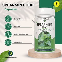 Bloofah Spearmint Leaf Supplement | Spearmint (Mentha spicata) Powder | 100% Pure, Natural, Gluten-Free Formula Herbal Supplements for Overall Wellness | 1000mg Per Serving - Bloofah