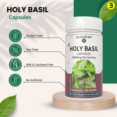 Bloofah Holy Basil Leaf Capsules 5000mg - | Tulsi (Ocimum tenuiflorum) Extract 10:1 Leaf Powder | 100% Pure Natural Herbal Supplement | Non-GMO, Gluten Free Formula - Bloofah