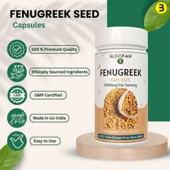 Bloofah Fenugreek Seed Capsules 5000mg | 100% Natural Fenugreek Seed Extract 10:1 (Trigonella foenum-graecum) Herbal Supplement for Overall Health Well-Being | Non-GMO, Gluten Free - Bloofah