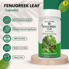 Bloofah Fenugreek Leaf Extract Capsules 500mg | 100% Pure Fenugreek Leaf Powder (Trigonella foenum-graecum) for Overall Good Health | Extra Strength 5000mg Per Serving - Bloofah