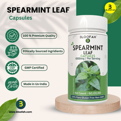 Bloofah Spearmint Leaf Supplement | Spearmint (Mentha spicata) Powder | 100% Pure, Natural, Gluten-Free Formula Herbal Supplements for Overall Wellness | 1000mg Per Serving - Bloofah