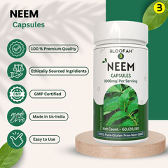 Bloofah Neem Leaf Powder Capsules 1000mg (Azadirachta Indica) Herbal Supplement for Natural Wellness, Non-GMO, Gluten-Free, 100% Pure Neem Leaf Powder For Overall Health - Bloofah