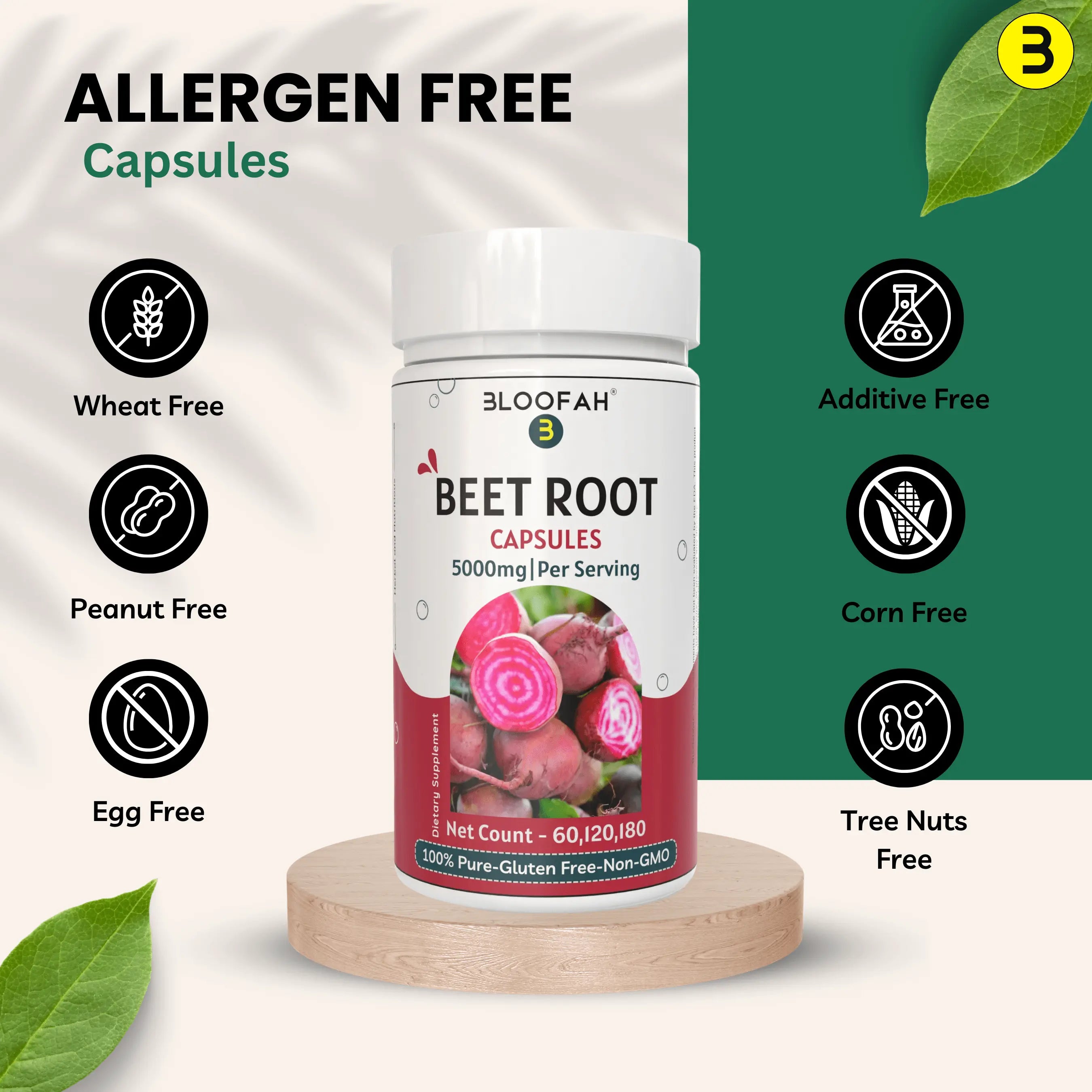 Bloofah Beet Root Extract Capsules 5000mg | Premium Herbal Supplement, Non-GMO, Gluten-Free, Natural Beet Root Extract 10:1 Powder (Beta vulgaris) for Overall Health - Bloofah