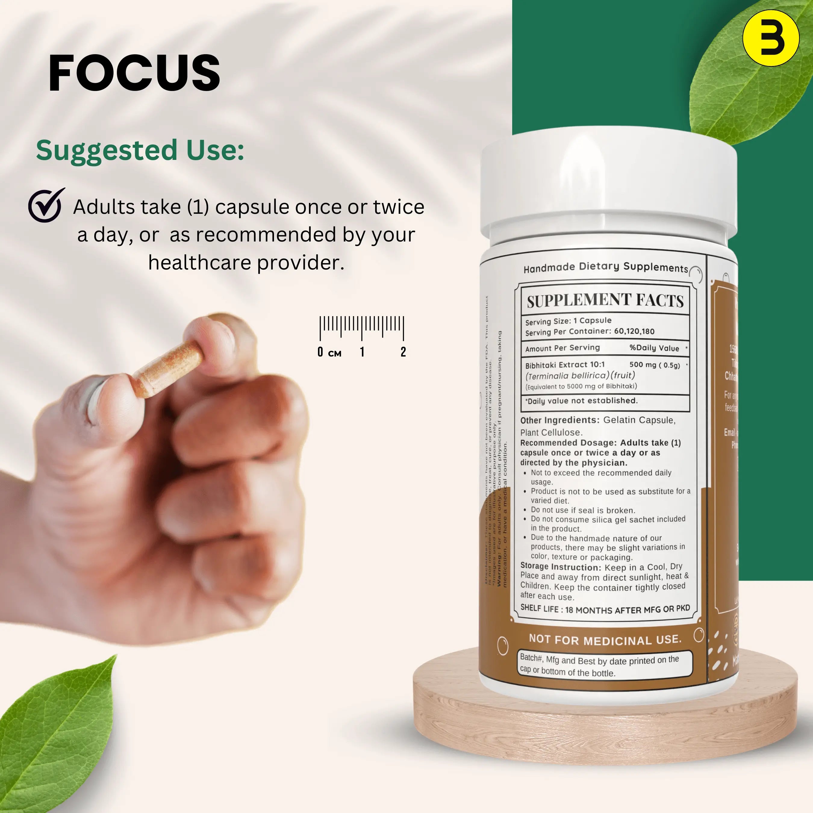 Bloofah Bibhitaki Capsules 500mg | 100% Natural Bibhitaki (Terminalia bellirica) Fruit Powder Extract 10:1 Per Serving 5000mg | Gluten Free & Non-GMO Formula for Overall Health Wellness - Bloofah