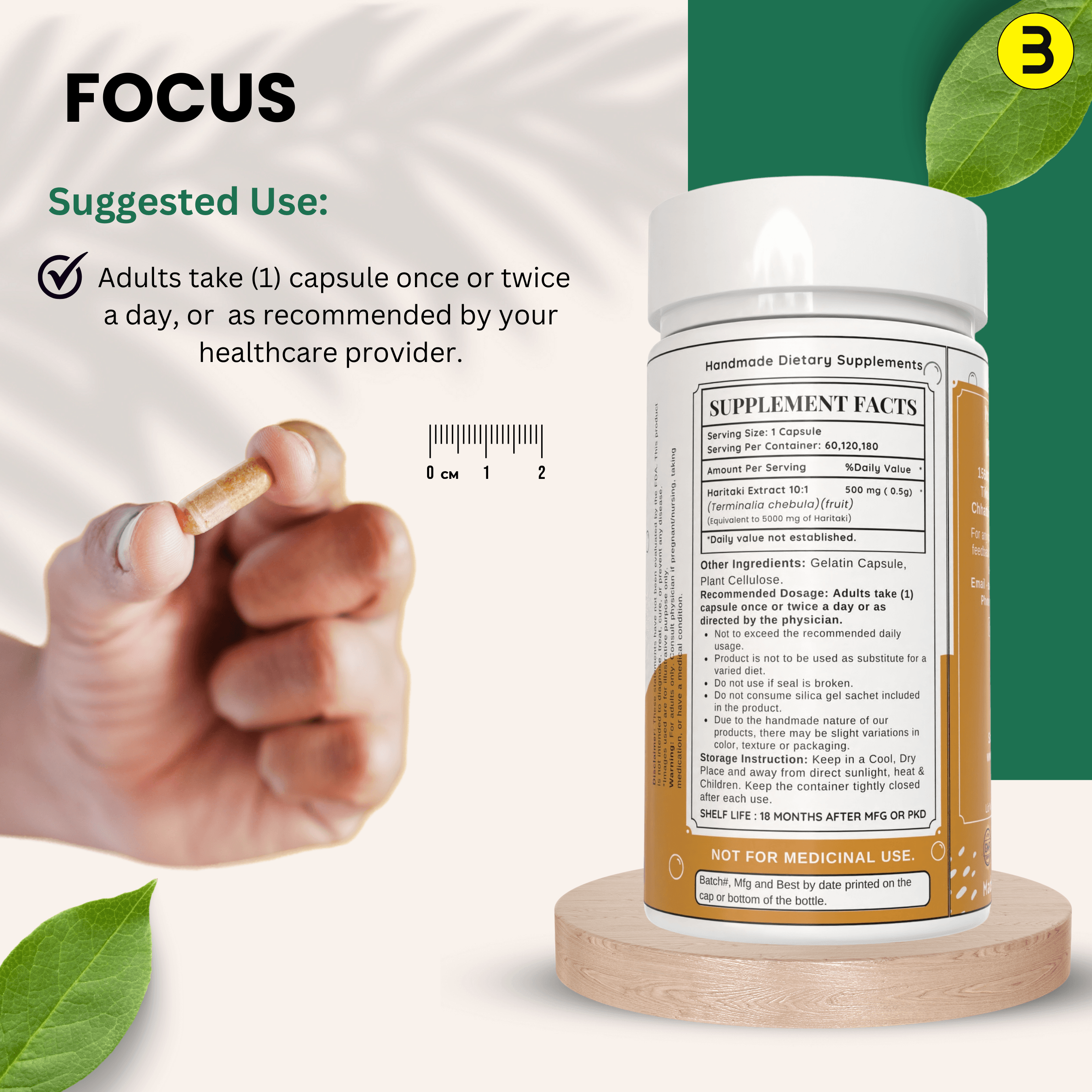 Bloofah Haritaki Capsules 5000mg | Natural Digestive Health Supplement | 100% Pure Haritaki (Terminalia chebula) Fruit Extract 10:1 Powder | Non-GMO, Gluten Free Formula Herbal Supplement - Bloofah