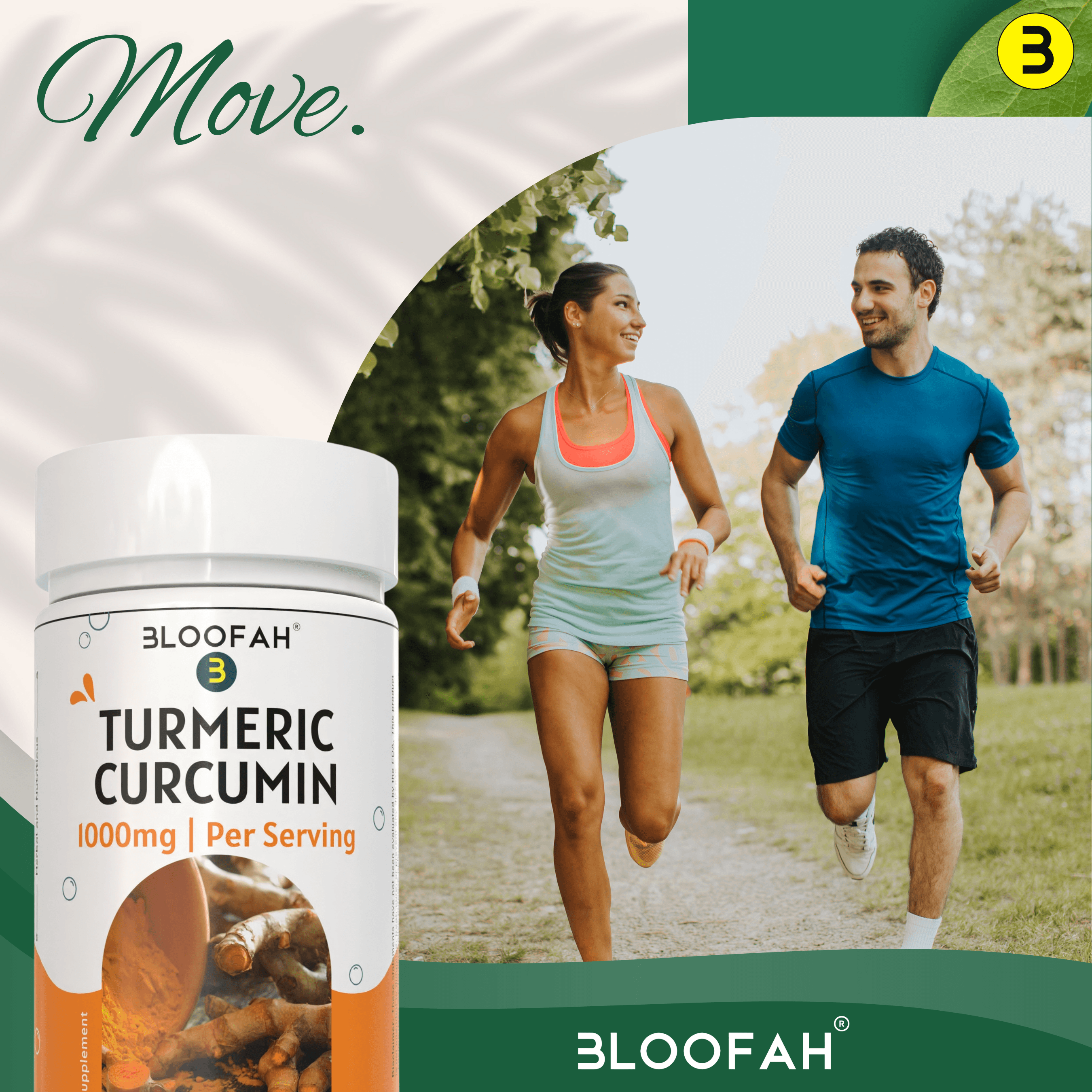 Bloofah Turmeric Curcumin Capsules 1000mg | Turmeric Powder (Cucurma Longa) Extract 10:1, Black Pepper 5% | 100% Pure, Natural, Gluten Free Formula Herbal Supplements for Overall Wellness - Non-GMO - Bloofah