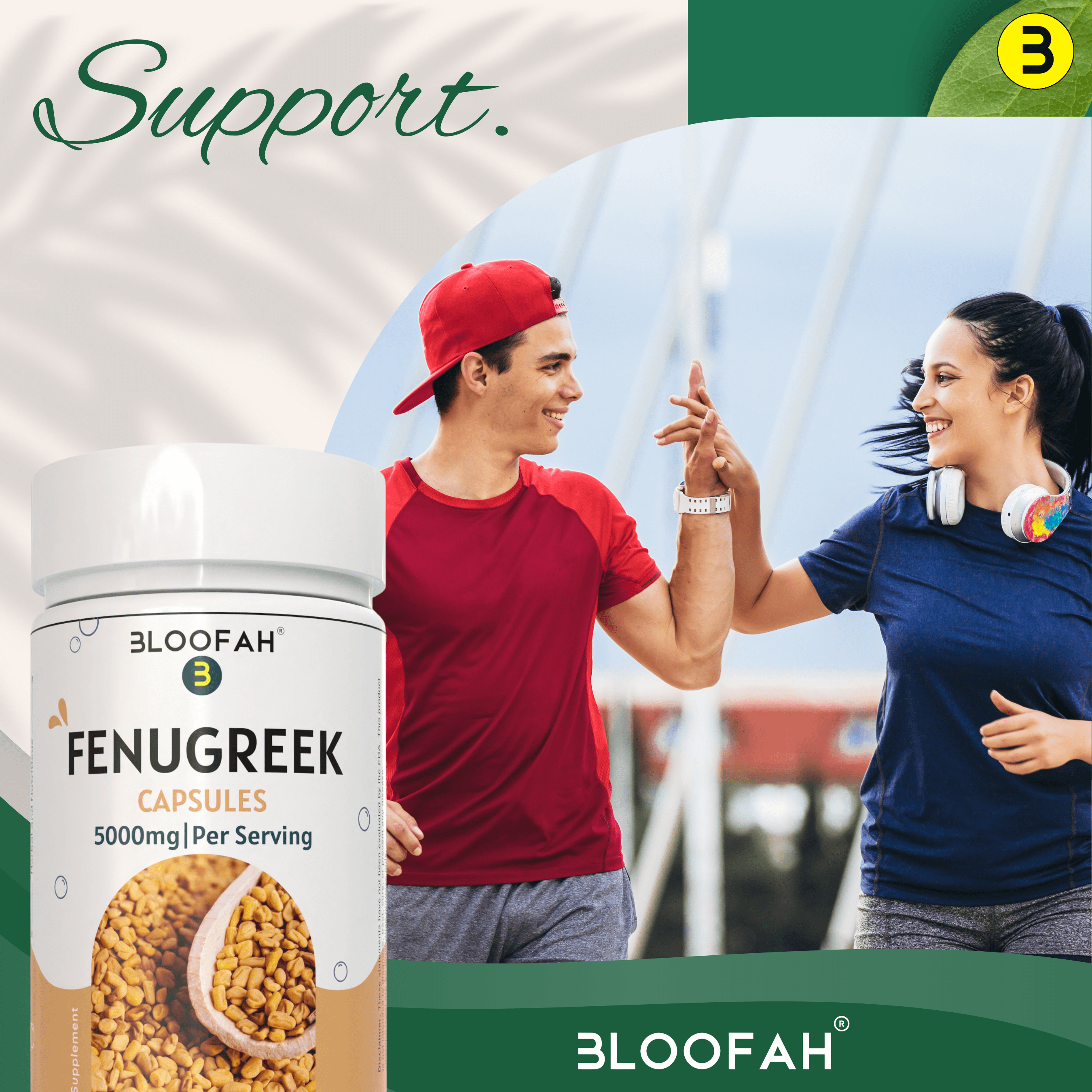 Bloofah Fenugreek Seed Capsules 5000mg | 100% Natural Fenugreek Seed Extract 10:1 (Trigonella foenum-graecum) Herbal Supplement for Overall Health Well-Being | Non-GMO, Gluten Free - Bloofah