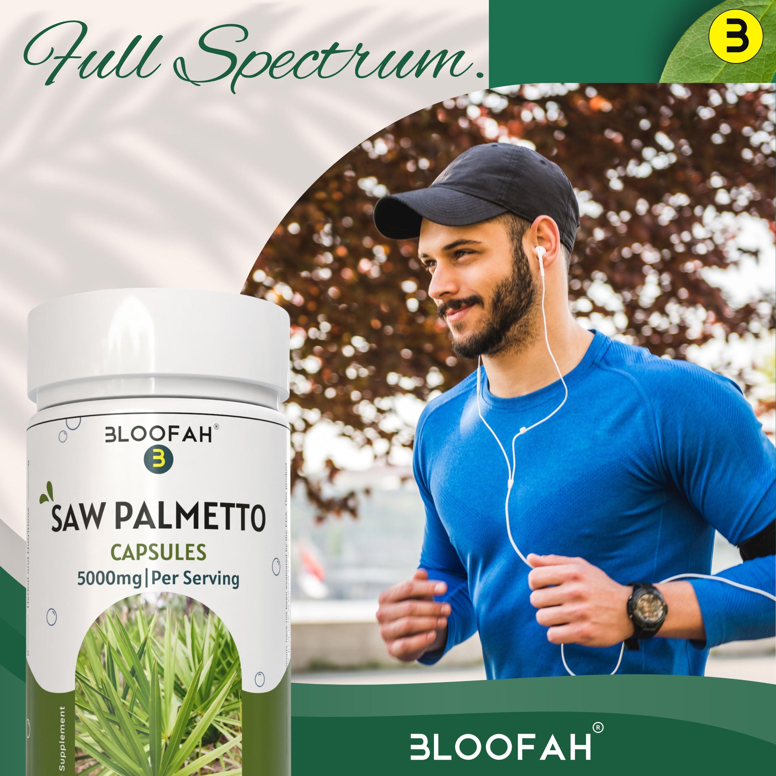 Bloofah Saw Palmetto Extract Capsules 5000mg - Natural Prostate Health Support Supplement | Non-GMO and Gluten Free Formula Extra Strength Saw Palmetto Berry Powder (Serenoa repens) - Bloofah