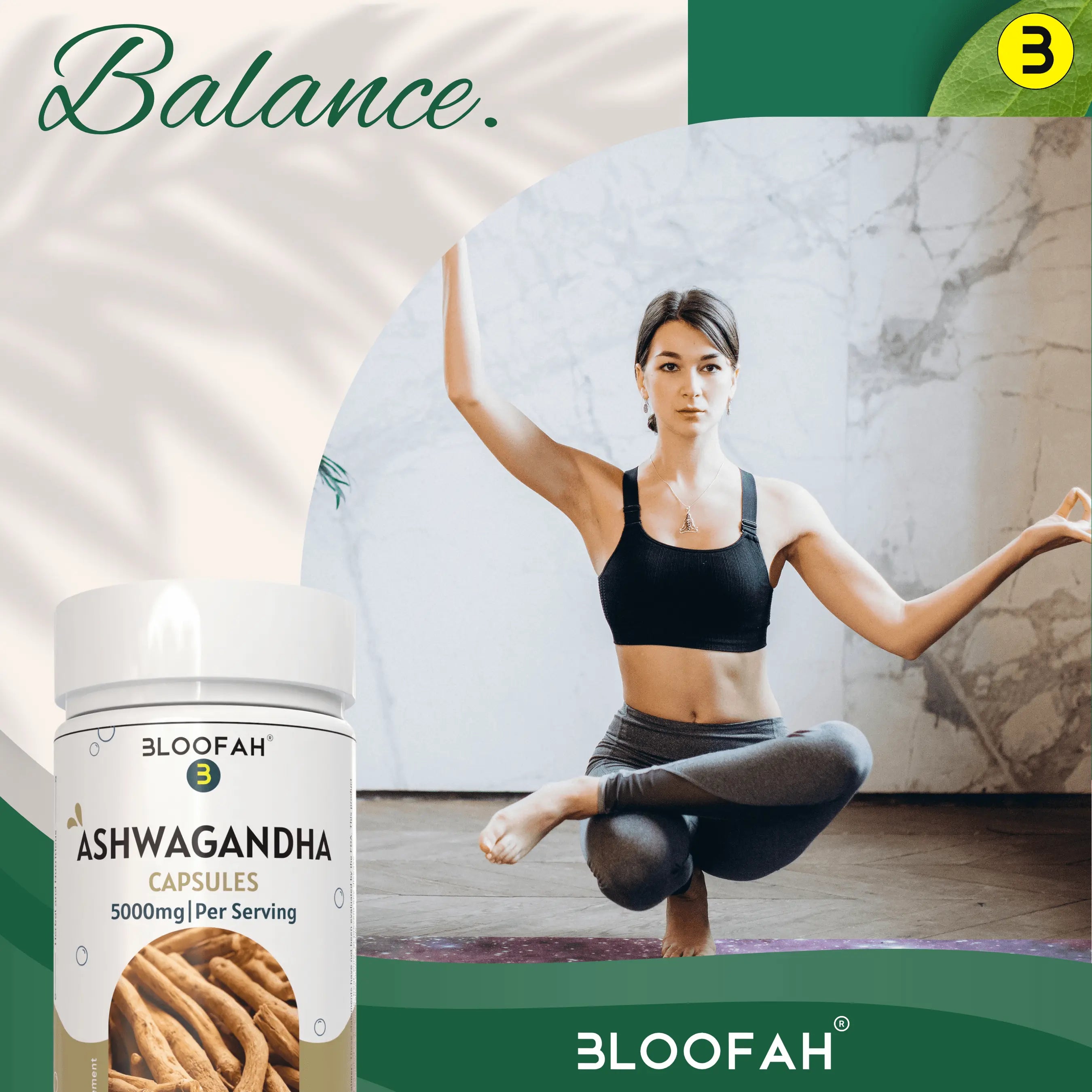 Bloofah Ashwagandha Capsules 5000mg - (Withania somnifera) 10:1 Extract Powder, 100% Natural & Pure, Non-GMO, Gluten-Free, Extra Strength Herbal Suppleemnt for Men & Women - Bloofah